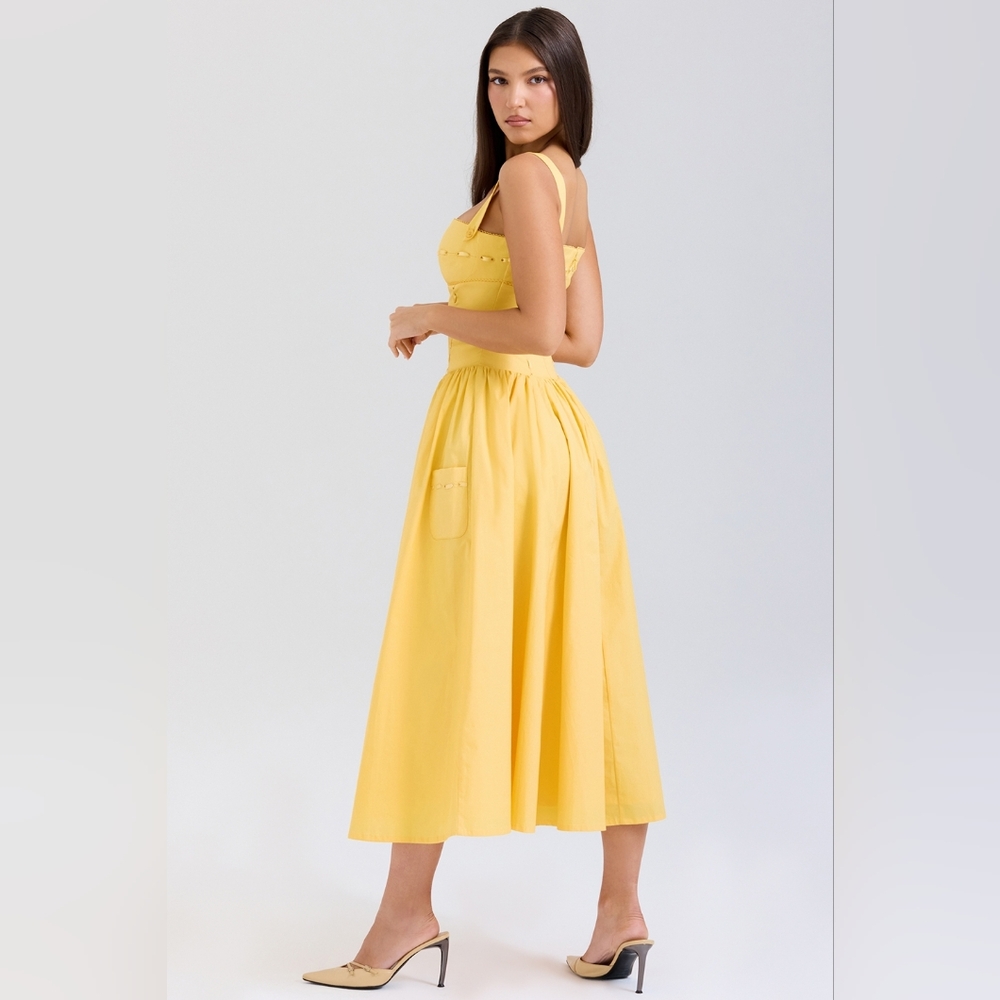 House of CB Yellow Strapless Midi Dress - Picture 4 of 5